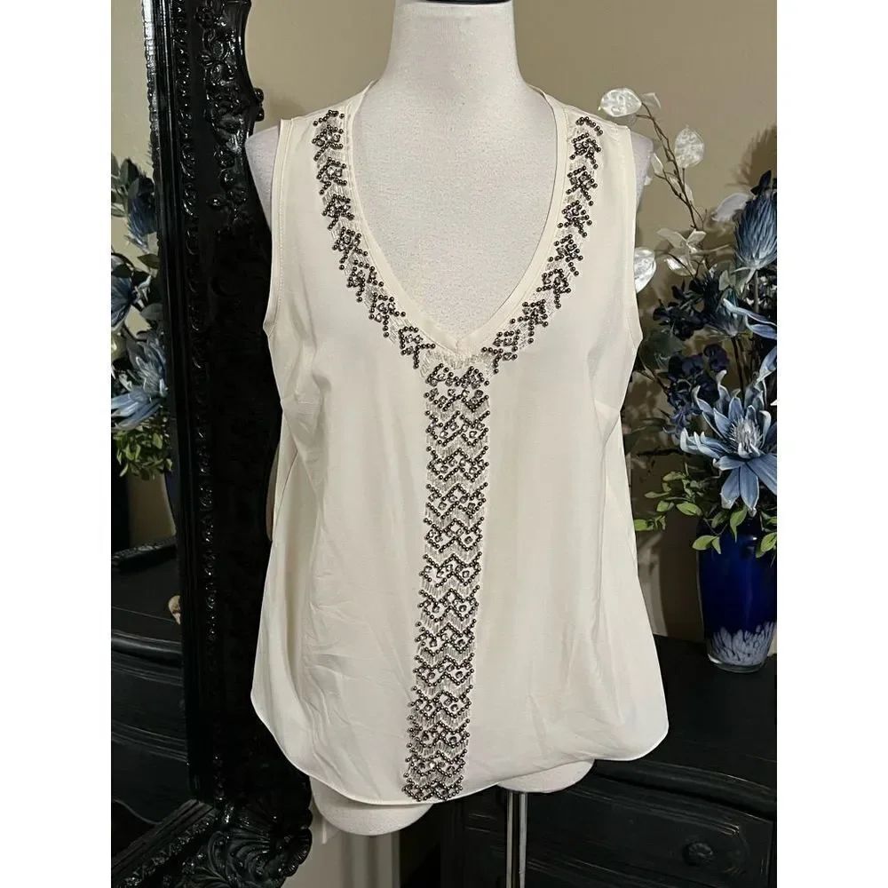 WD.NY Sleeveless Jeweled Blouse Size Medium